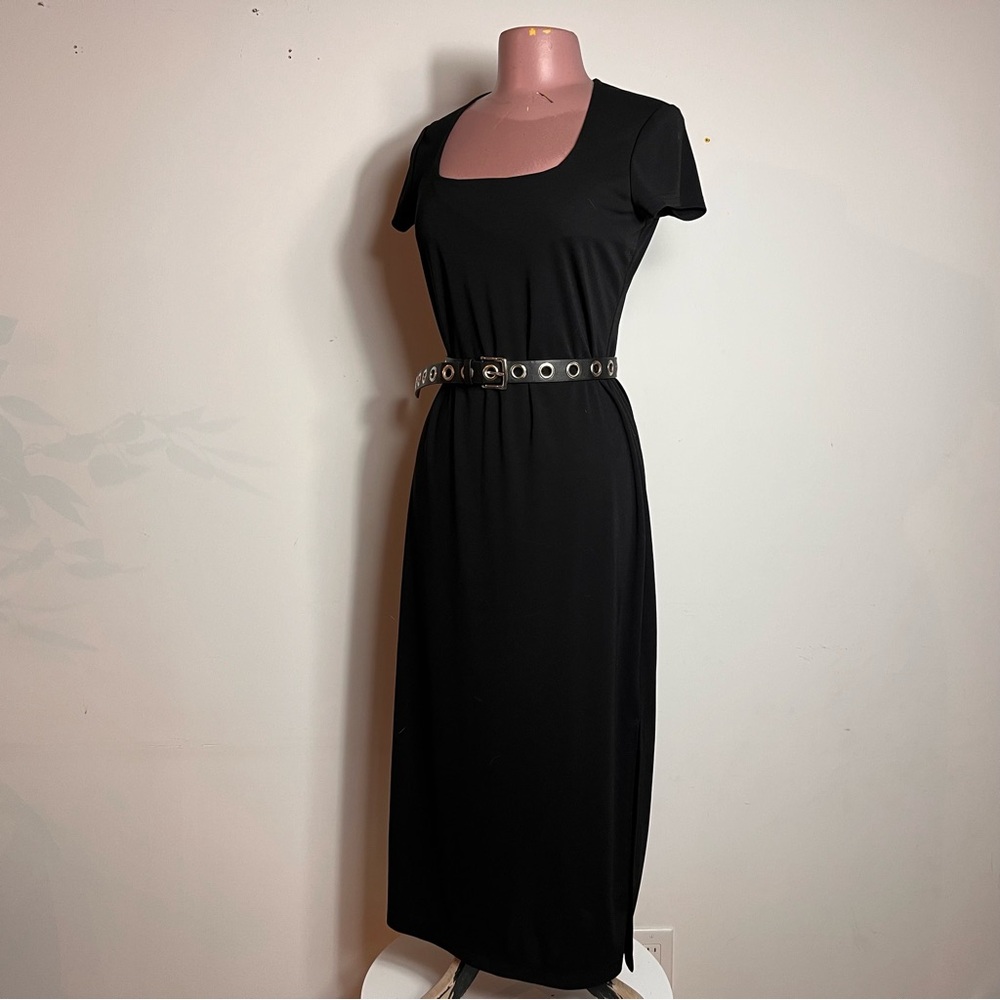 Vintage 90s Minimalist Maxi Black Dress